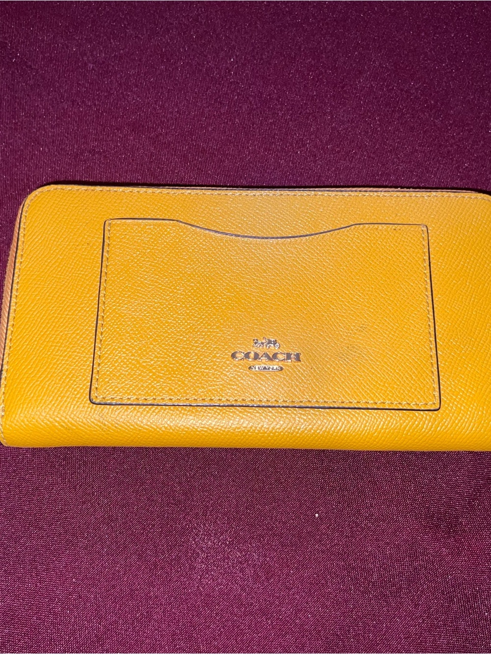 COACH mustard Leather Zip Wallet - Card Pocket